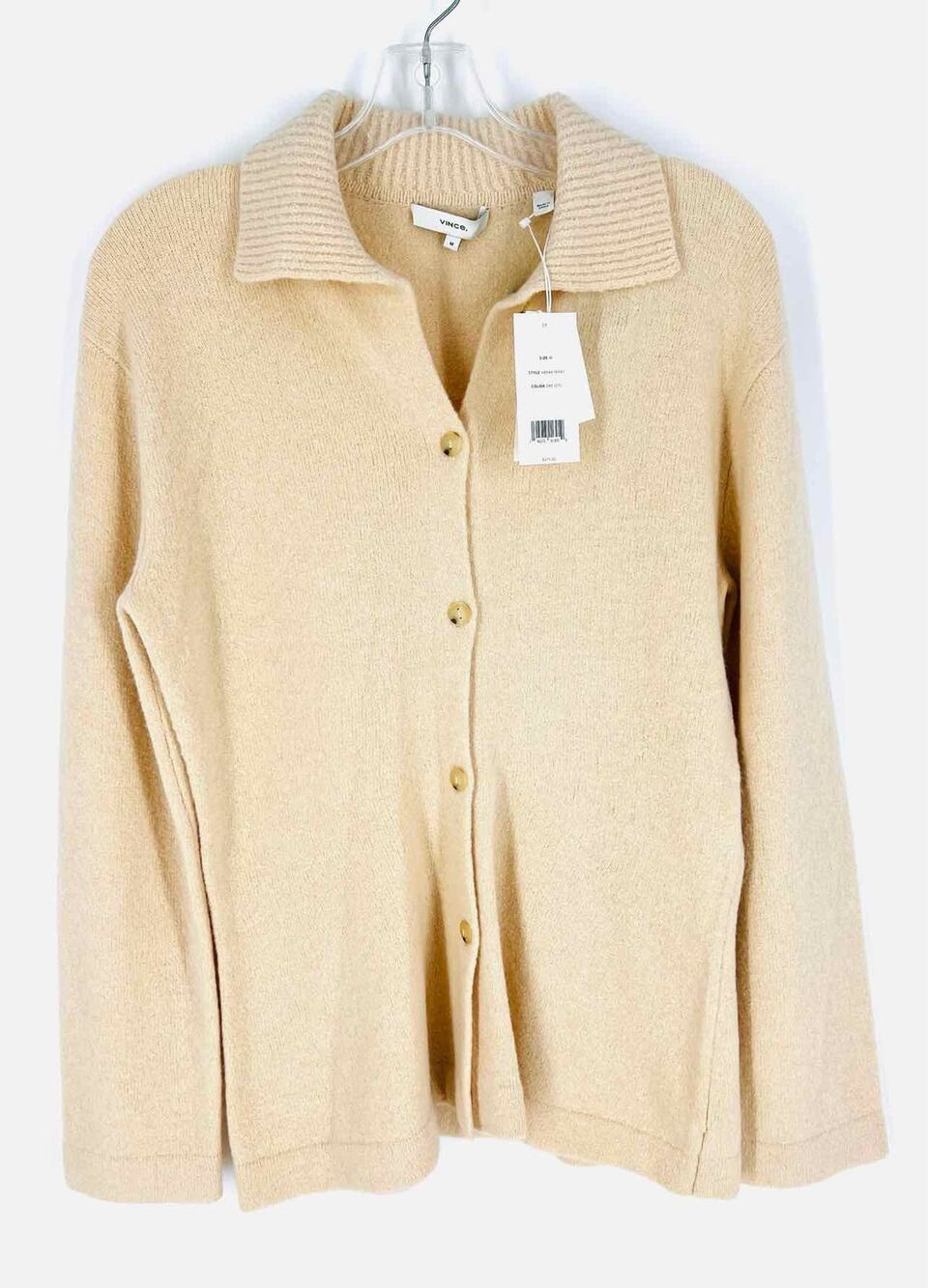 Vince Size M Beige Knit Wool Blend NEW Designer Blouse